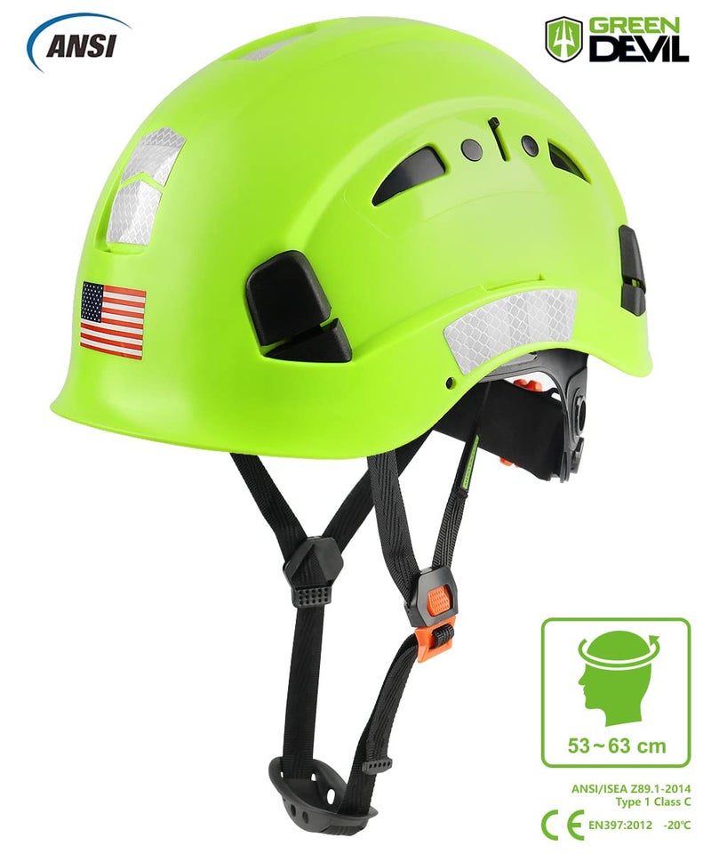 GREEN DEVIL خوذة أمان GREEN DEVIL قبعة صلبة قابلة للتعديل خفيفة الوزن بفتحات تهوية ABS خوذة عمل للرجال والنساء تعليق 6 نقاط معتمدة من ANSI Z89.1 مثالية للصناعة والبناء - Image 2